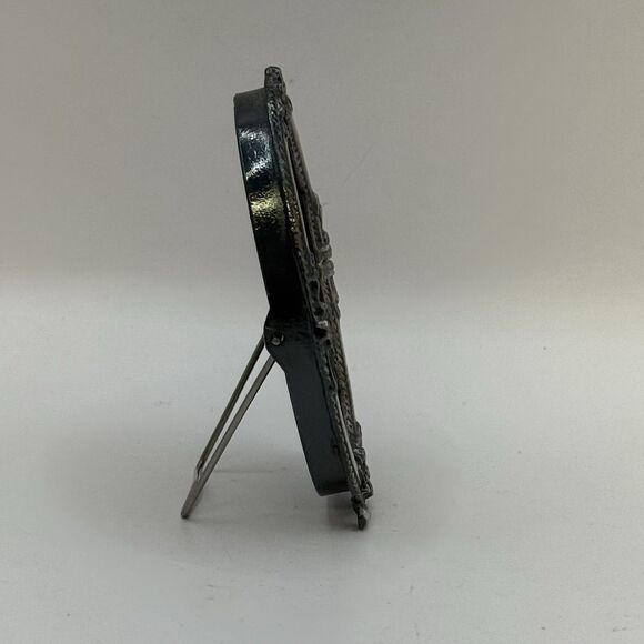 Mini Framed Knit Crochet Flowers Picture Frame Photo Silver White Flowers - Picture 4 of 7